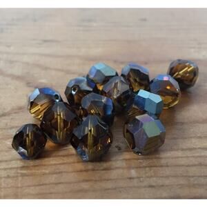 Lot of 13 Brown Multi Faceted Light Catching Czech Glass Beads Jewelry Crafts